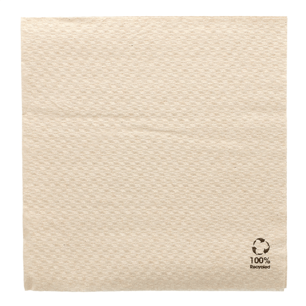 SERVIETTES ECOLABEL 1 PLI 23 G/M2 33x33 CM NATUREL OUATE RECYCLÉE - pack 100 U