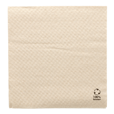 SERVIETTES ECOLABEL 1 PLI 23 G/M2 33x33 CM NATUREL OUATE RECYCLÉE - pack 100 U