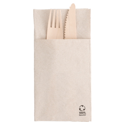 SERVIETTES KANGOUROU ECOLABEL 2 PLIS 18 G/M2 40x40 CM NATUREL OUATE RECYCLÉE - pack 50 U