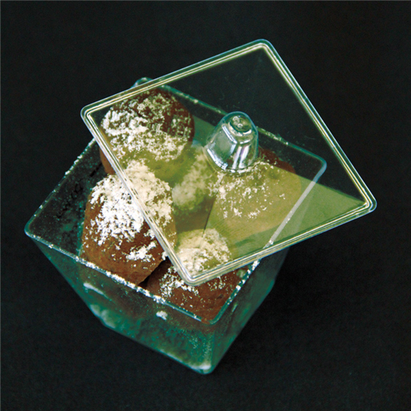 MISES EN BOUCHE AVEC COUVERCLES 105 ML 6x6x7 CM VERT D'EAU PS