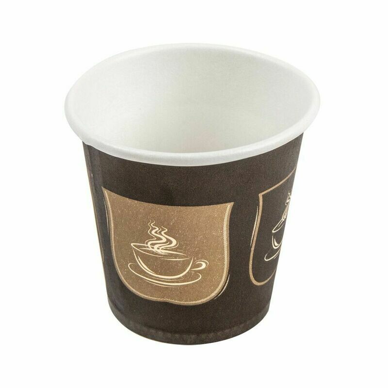 GOBELETS BOISSONS CHAUDES 1 PAROI 'ESPRESSO' 70 ML 230 + 18 PE G/M2 Ø5/3,5x4,9 CM MARRON CARTON- pack 50 U