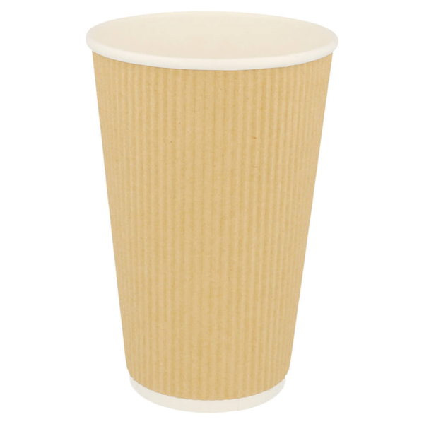 GOBELETS BOISSONS CHAUDES DOUBLE PAROI, KRAFT ONDULÉ 480 ML