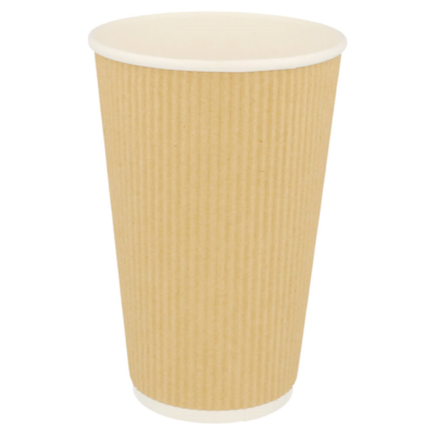 GOBELETS BOISSONS CHAUDES DOUBLE PAROI, KRAFT ONDULÉ 480 ML