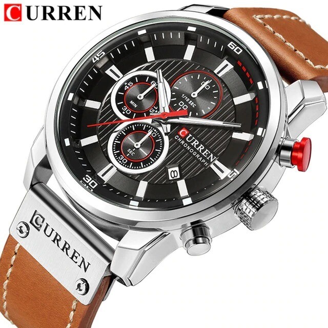 Top Brand Luxury CURREN 2018 Fashion Leather Strap Quartz Men Watch