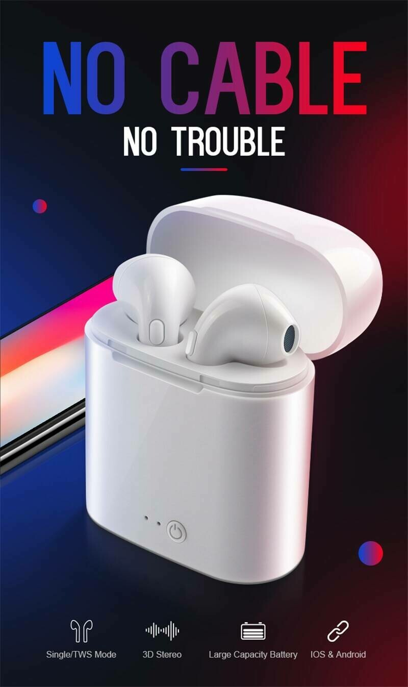 i7s TWS Mini Wireless Bluetooth Earphone Stereo Earbud Headset Headphones Mic For iPhone and Android