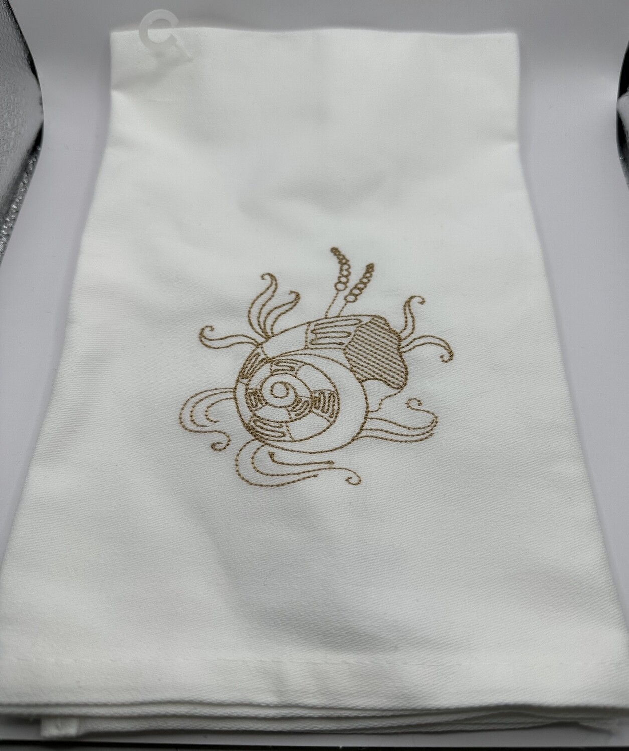 Gold Shell Embroidered Napkin