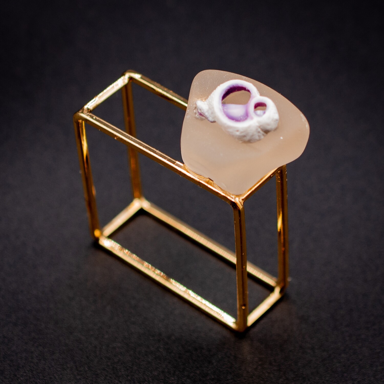 Gold Sea Glass Napkin Ring with Shell