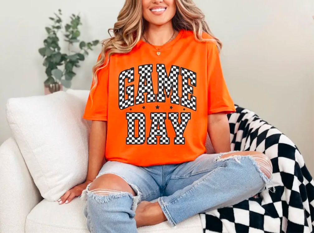 Checkered Game Day - Orange