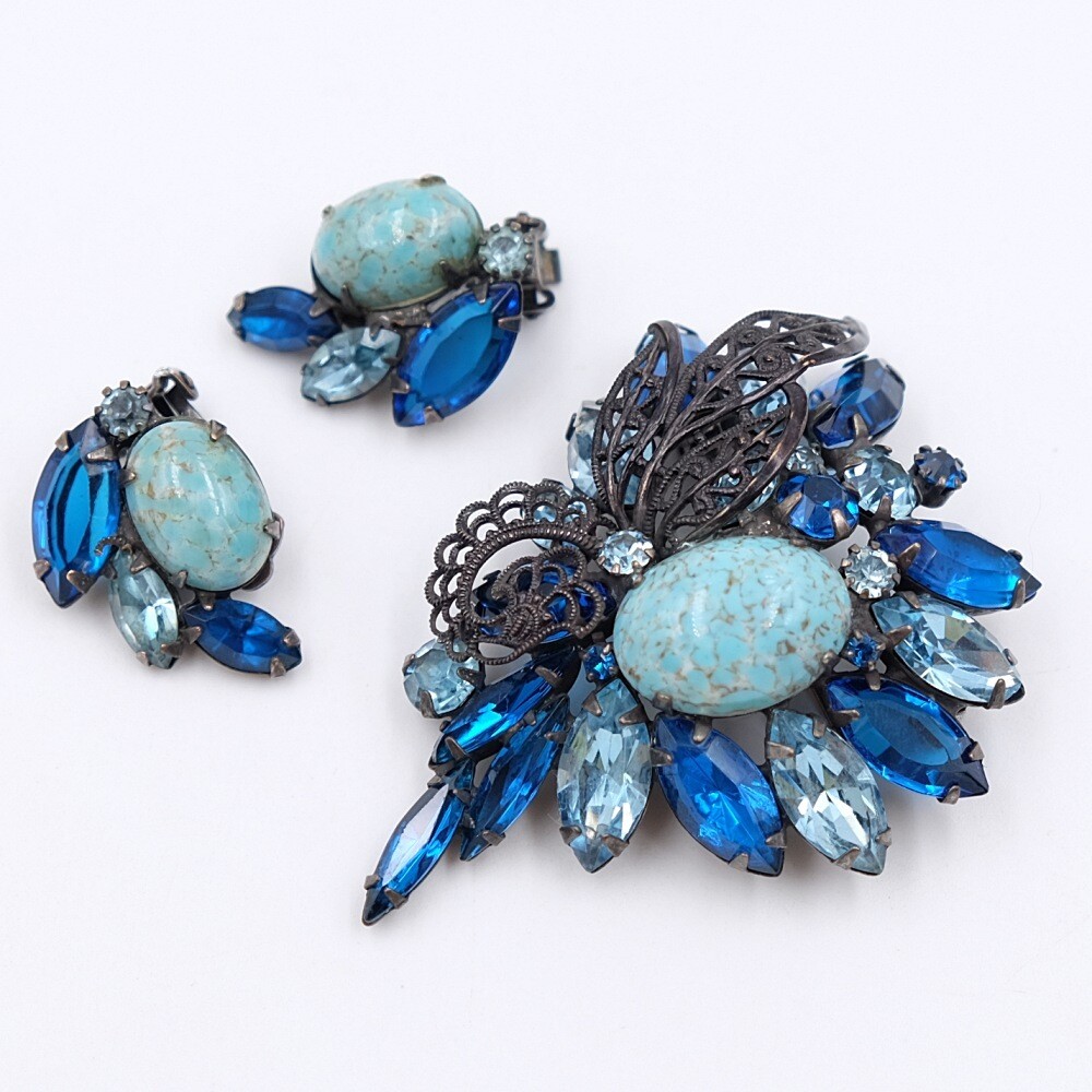 Vintage Brooch and Earrings  Alice Caviness 1950s
