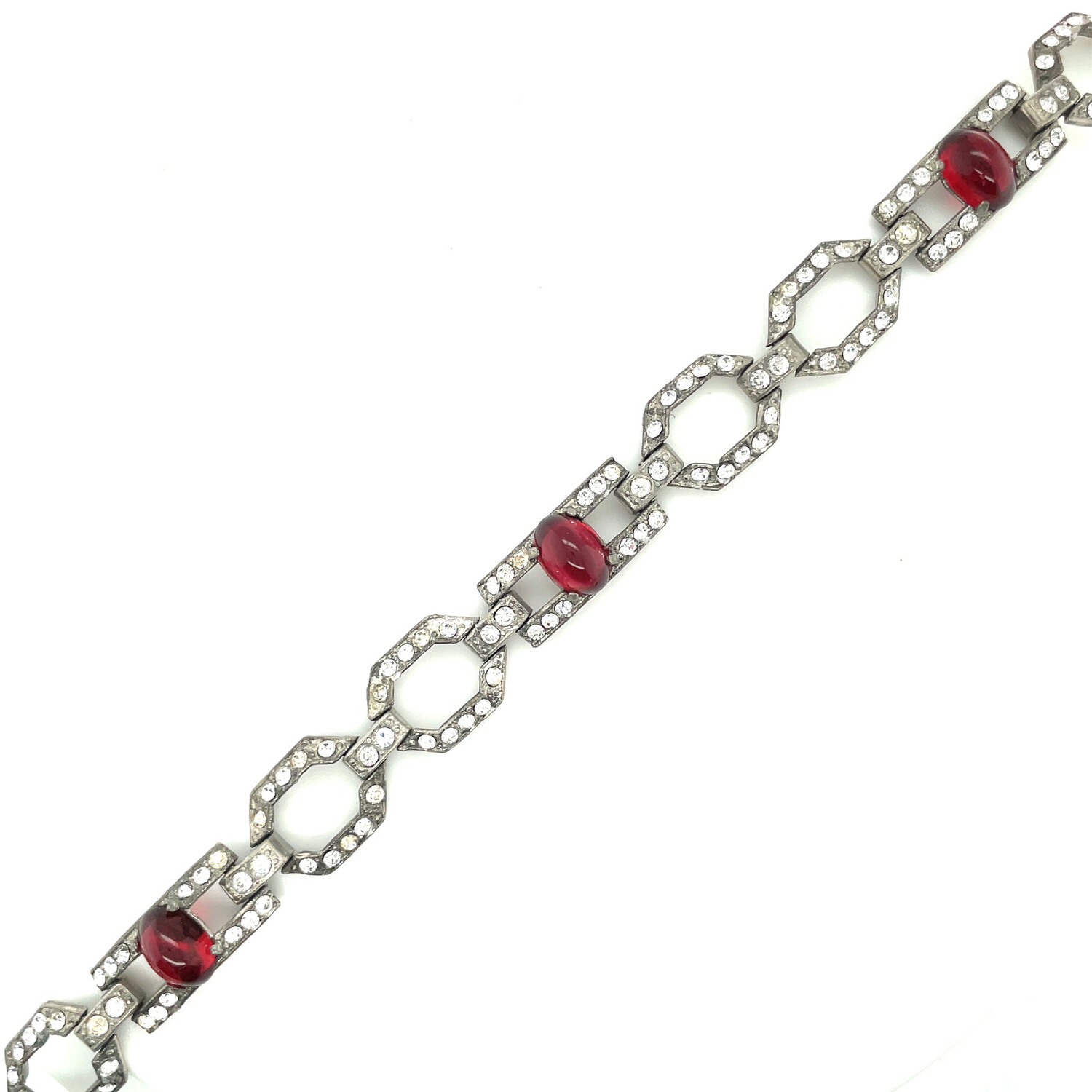 Vintage Art Deco Red Ruby Glass Bracelet 1920’s