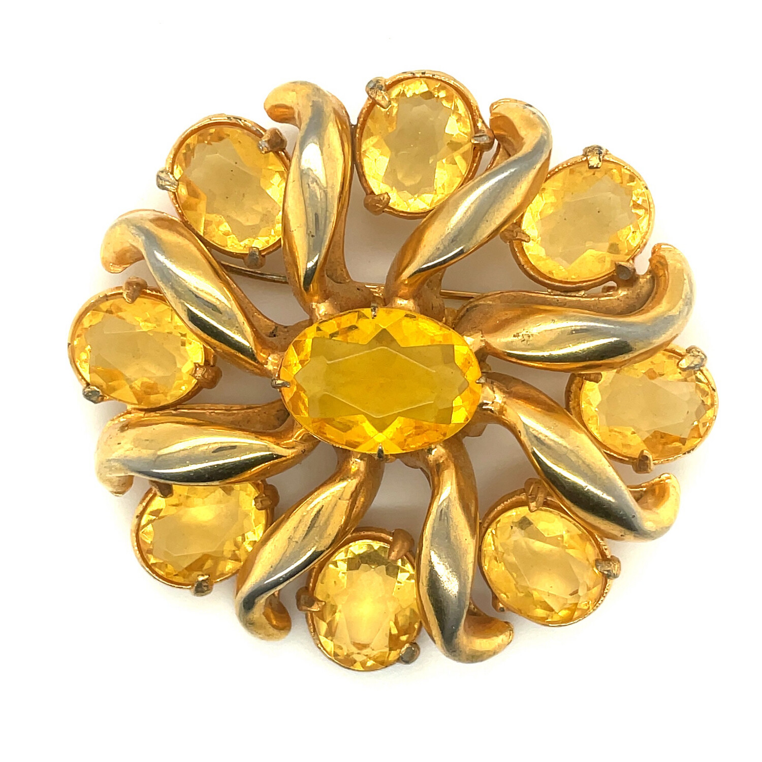 Vintage Unsigned Faux Citrine Brooch 1940’s