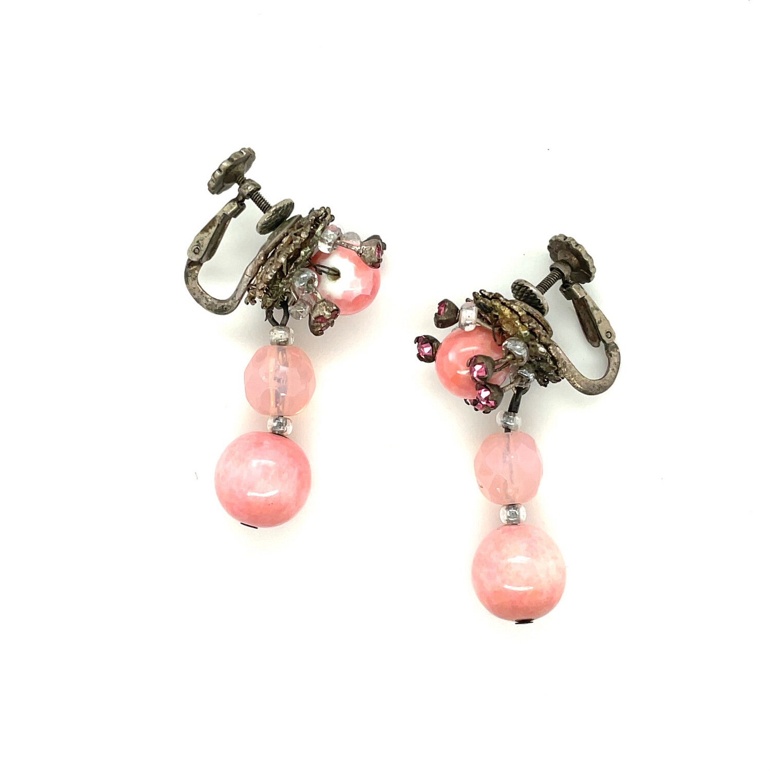 Miriam Haskell Pink Glass Earrings 1950’s