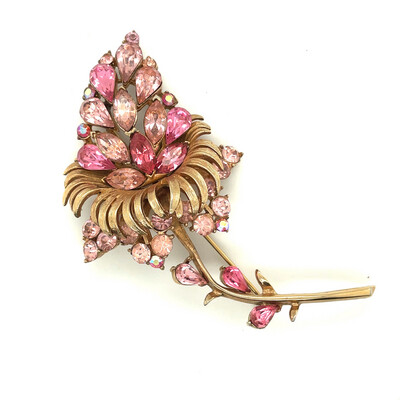 Coro Pink Flower Brooch 1960’s