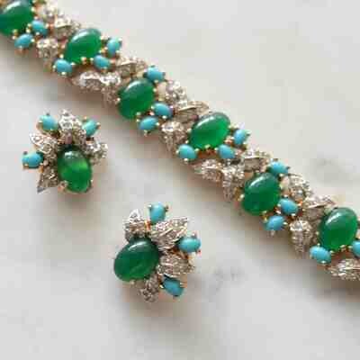 Vintage Rare Jomaz Set Bracelet and Earrings 1960's