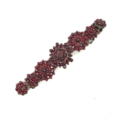 Victorian Garnet Sterling Silver Snowflakes Bracelet 6.5 Inches