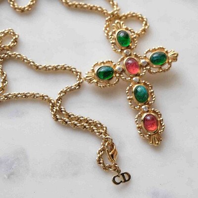 Vintage Christian Dior Cross Pendant Necklace 1990’s