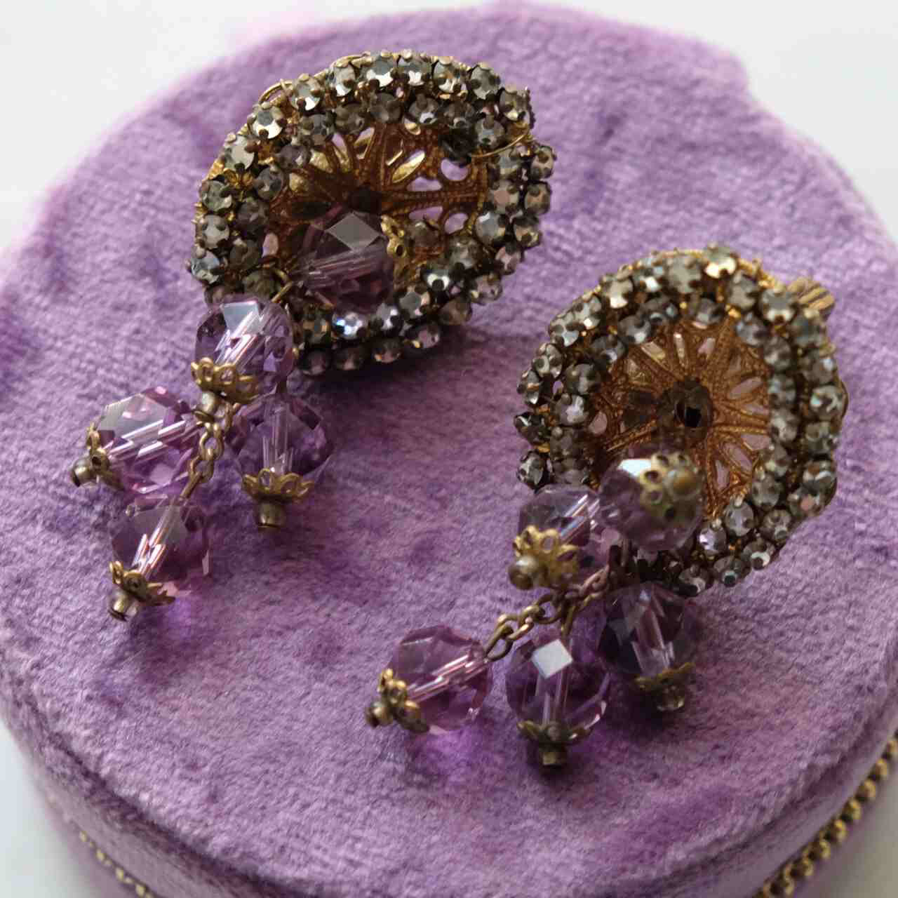 Vintage Purple Miriam Haskell Earrings 1950s