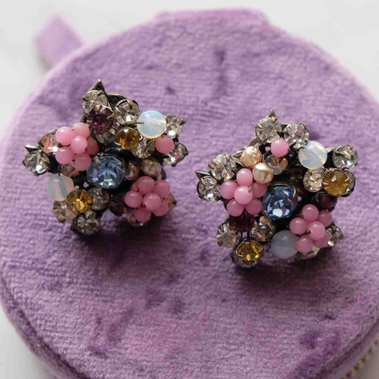 Vintage Spring Flowers Miriam Haskell Earrings 1950s