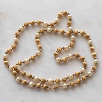 Vintage Christian Dior Faux Pearls Sotuar Necklace 1980’s
