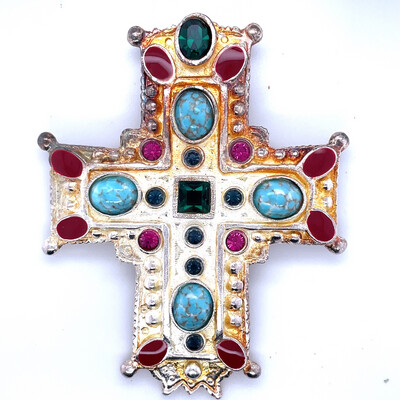 Vintage Christian Lacroix Cross Brooch Pendant 1990’s