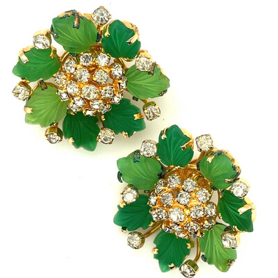 Christian Dior Germany Green Flowers Earrings 1970’s