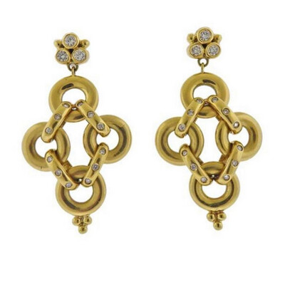 Vintage 18k Yellow Gold Diamond Earrings