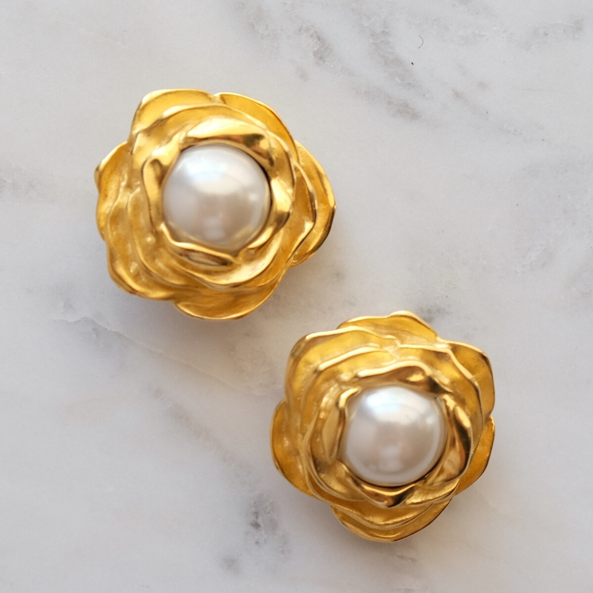 Vintage Givenchy Rose Faux Pearl Earrings 1980’s