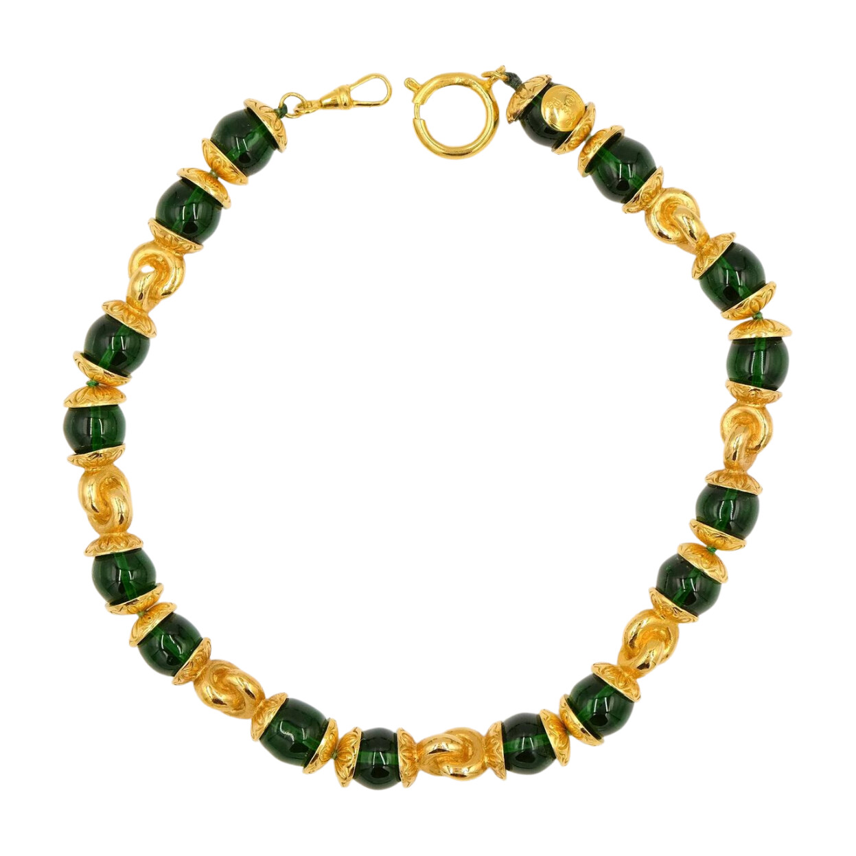 Vintage Chanel Gripoix Green Necklace