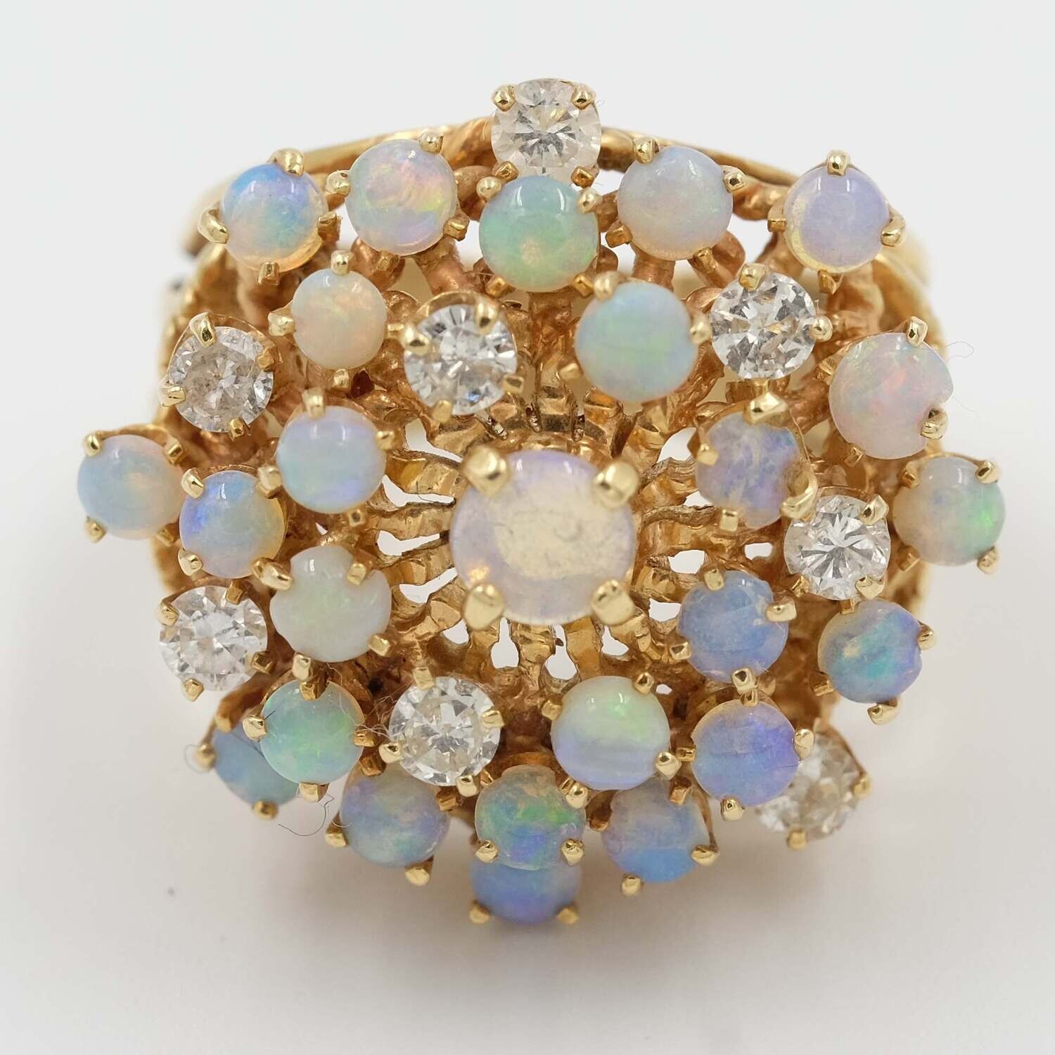 Vintage 14K Gold Diamond Opal Ring