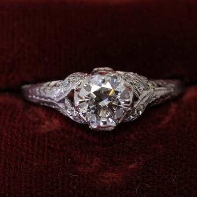 Antique Platinum 0.8 ct Diamond Ring