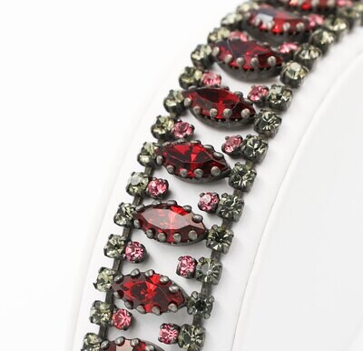 Austria Red, Pink, Grey Rhinestones Bracelet