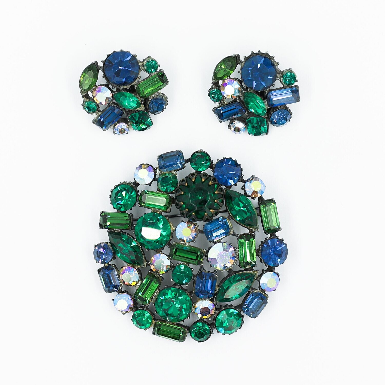 Claudette Blue Green Rhinestones Set