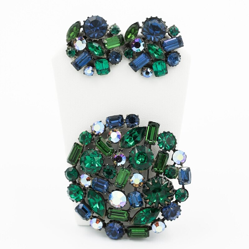 Claudette Blue Green Rhinestones Set