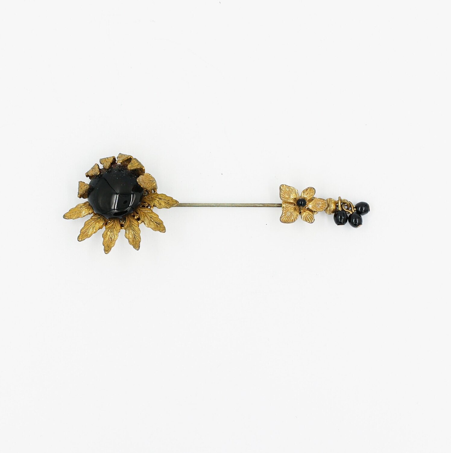 Miriam Haskell Black Flower Stick Pin