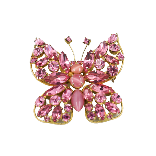 Regency Pink Butterfly Pin 1950s