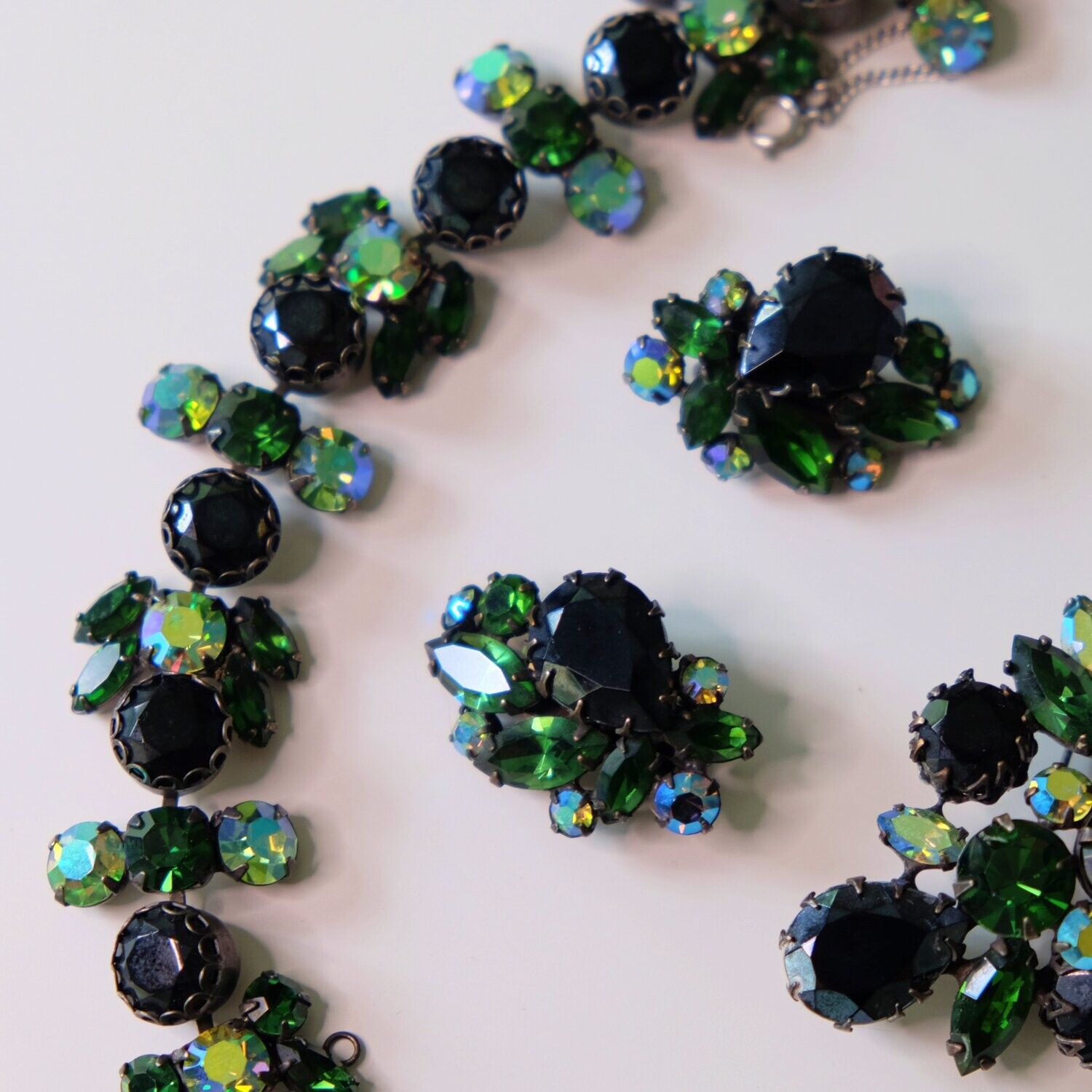 Regency 3pc set - bracelet, brooch and earrings 1950&#39;s