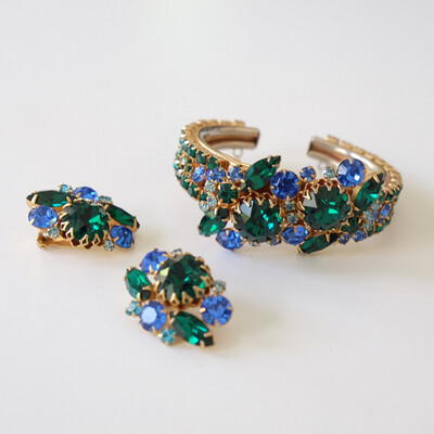 Selro Rhinestones Bracelet and Earrings 