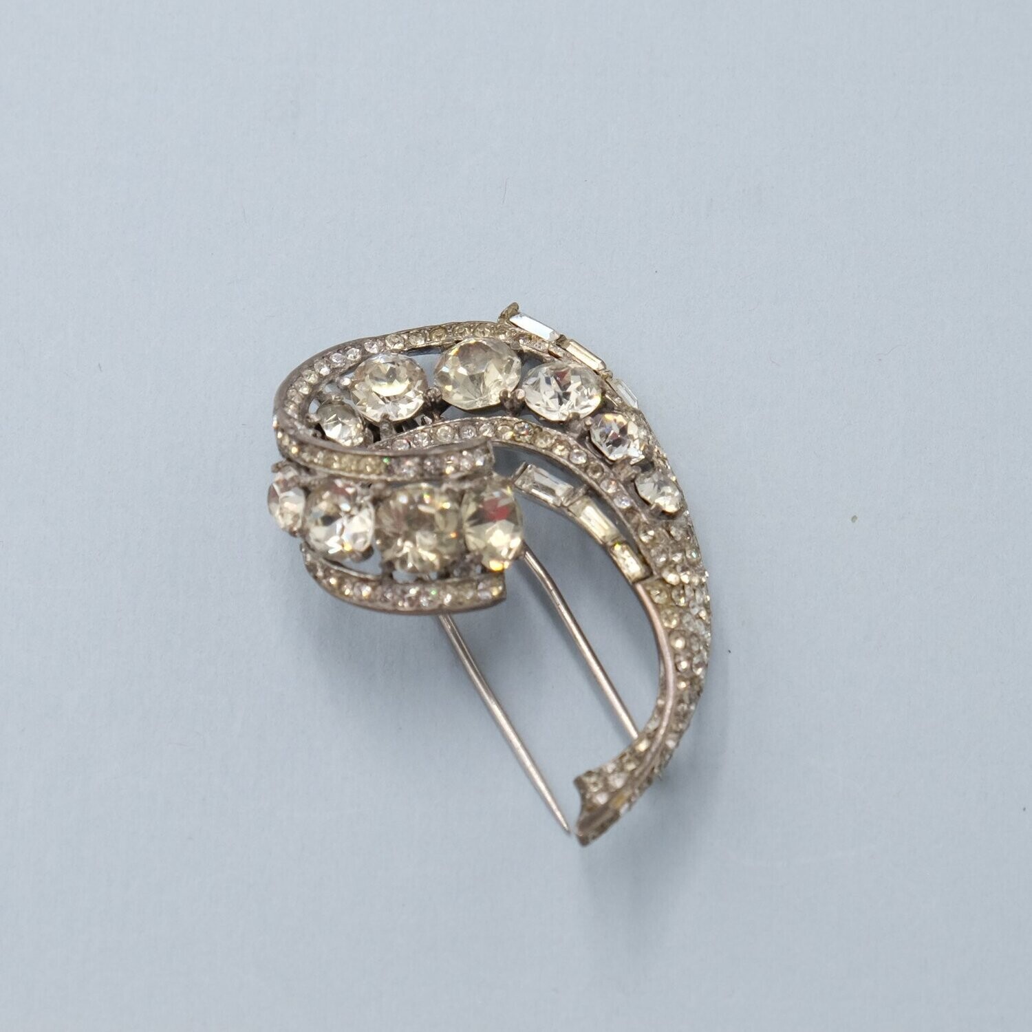 Trifari Sterling Rhinestone Dress Clip 1940&#39;s