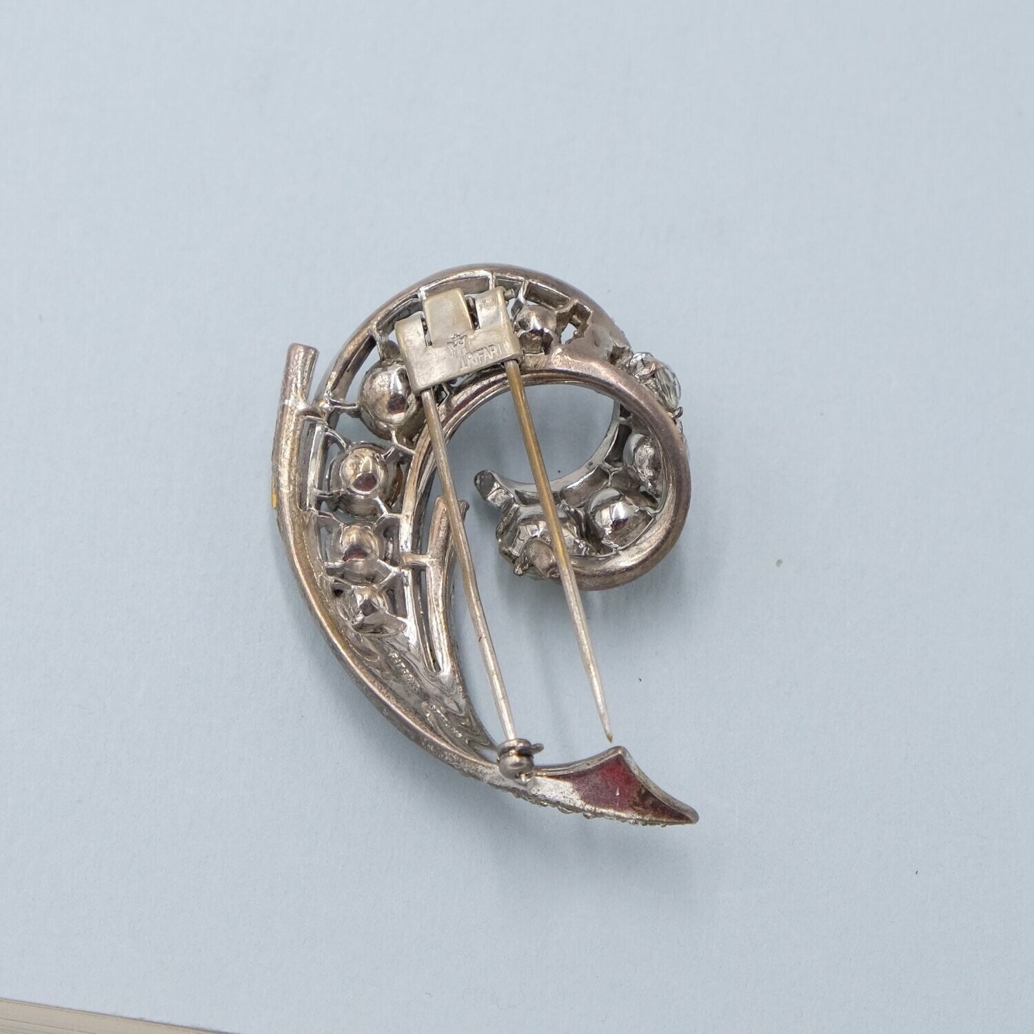 Trifari Sterling Rhinestone Dress Clip 1940&#39;s