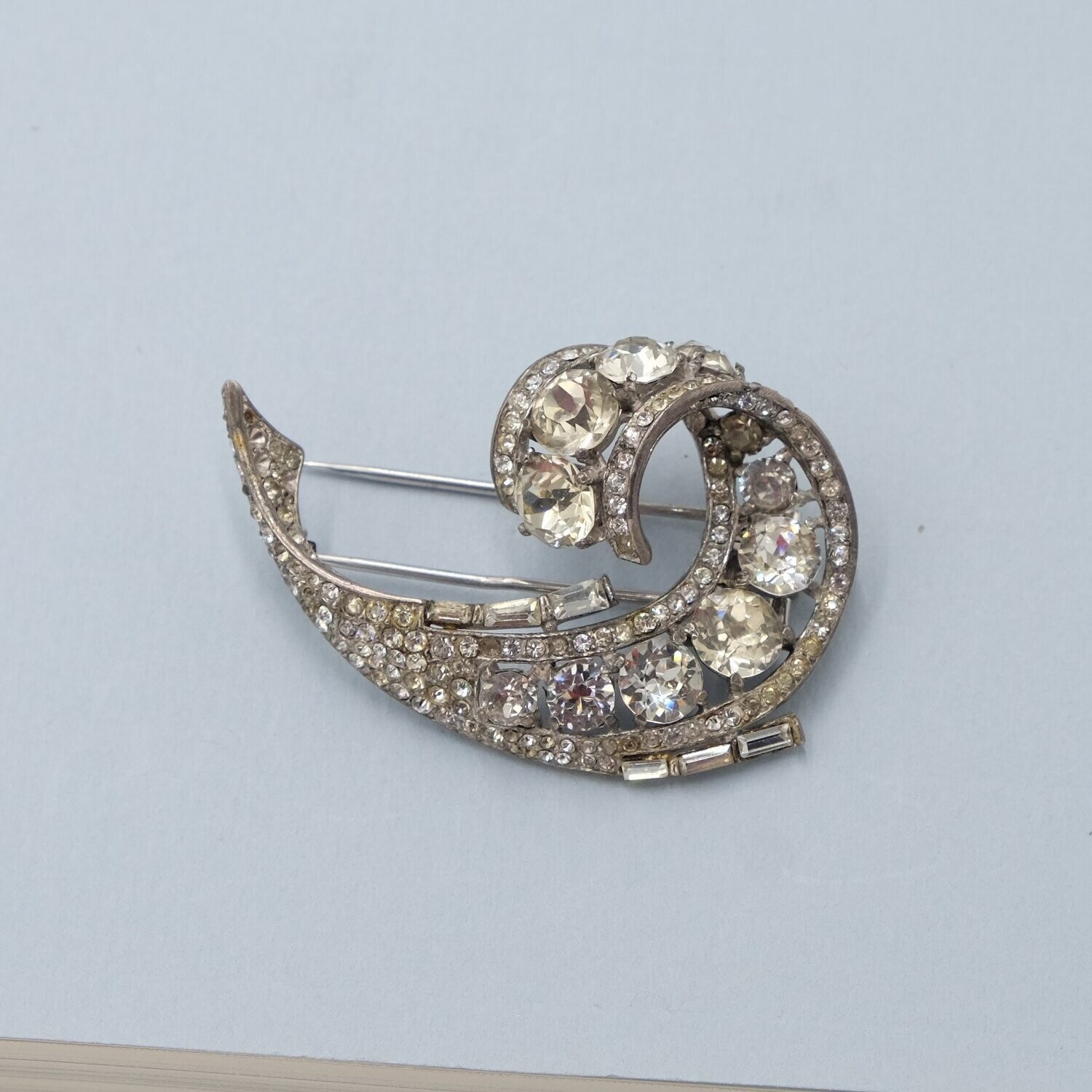 Trifari Sterling Rhinestone Dress Clip 1940&#39;s