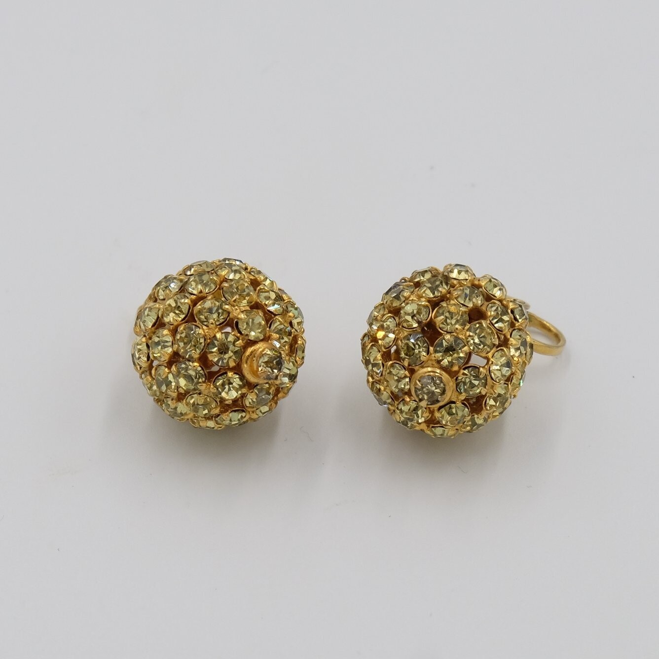 Kramer of New York Button Rhinestones Earrings 1950's