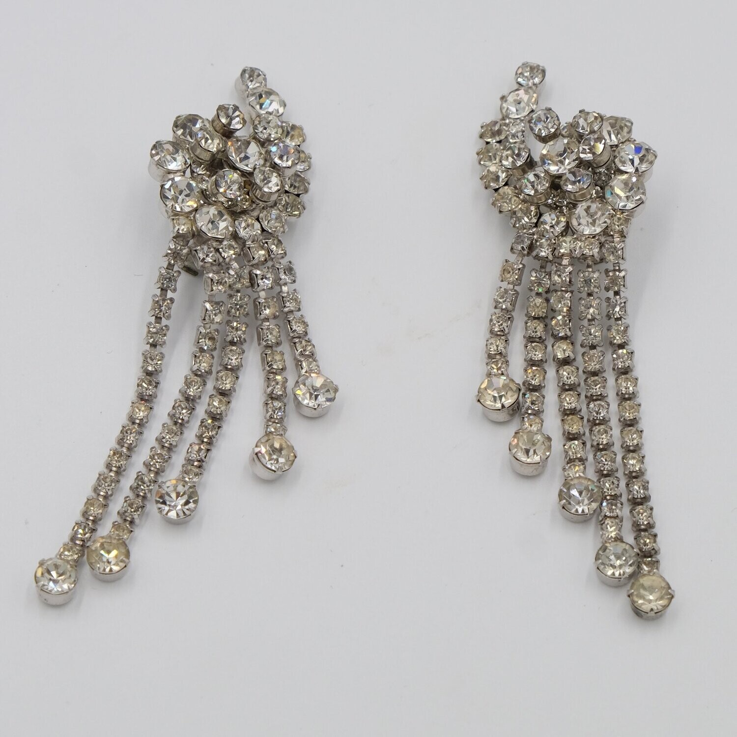 Juliana Clear Rhinestone Dangle Earrings 1960's