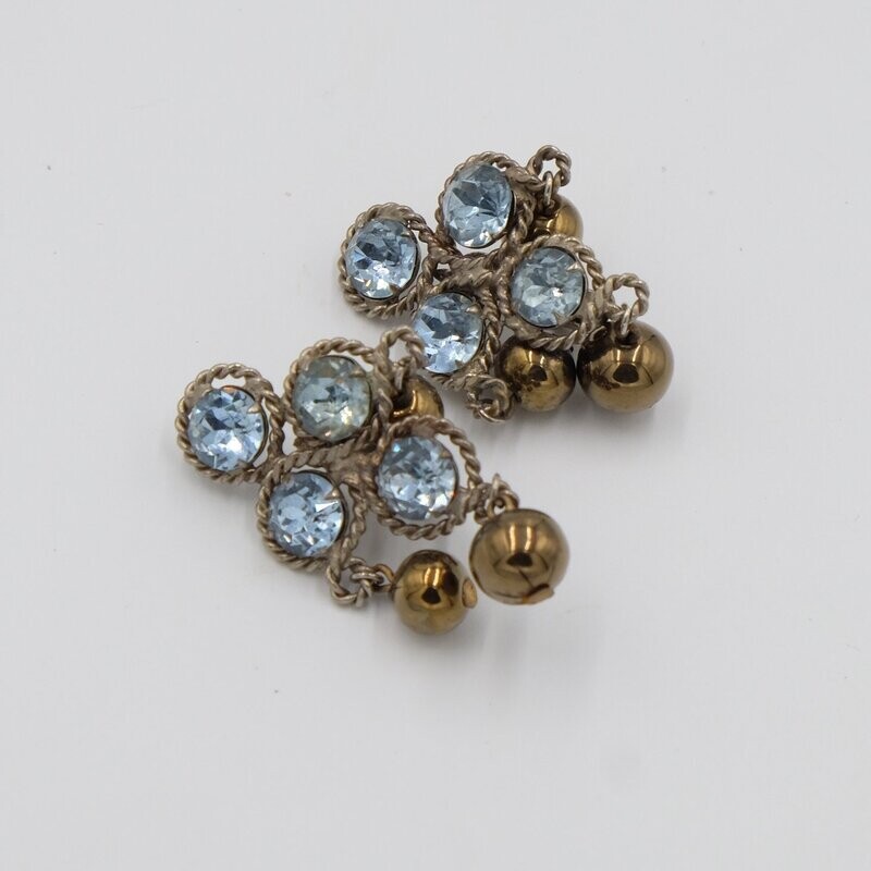 Made in France Blue Crystal Earrings 1950&#39;s