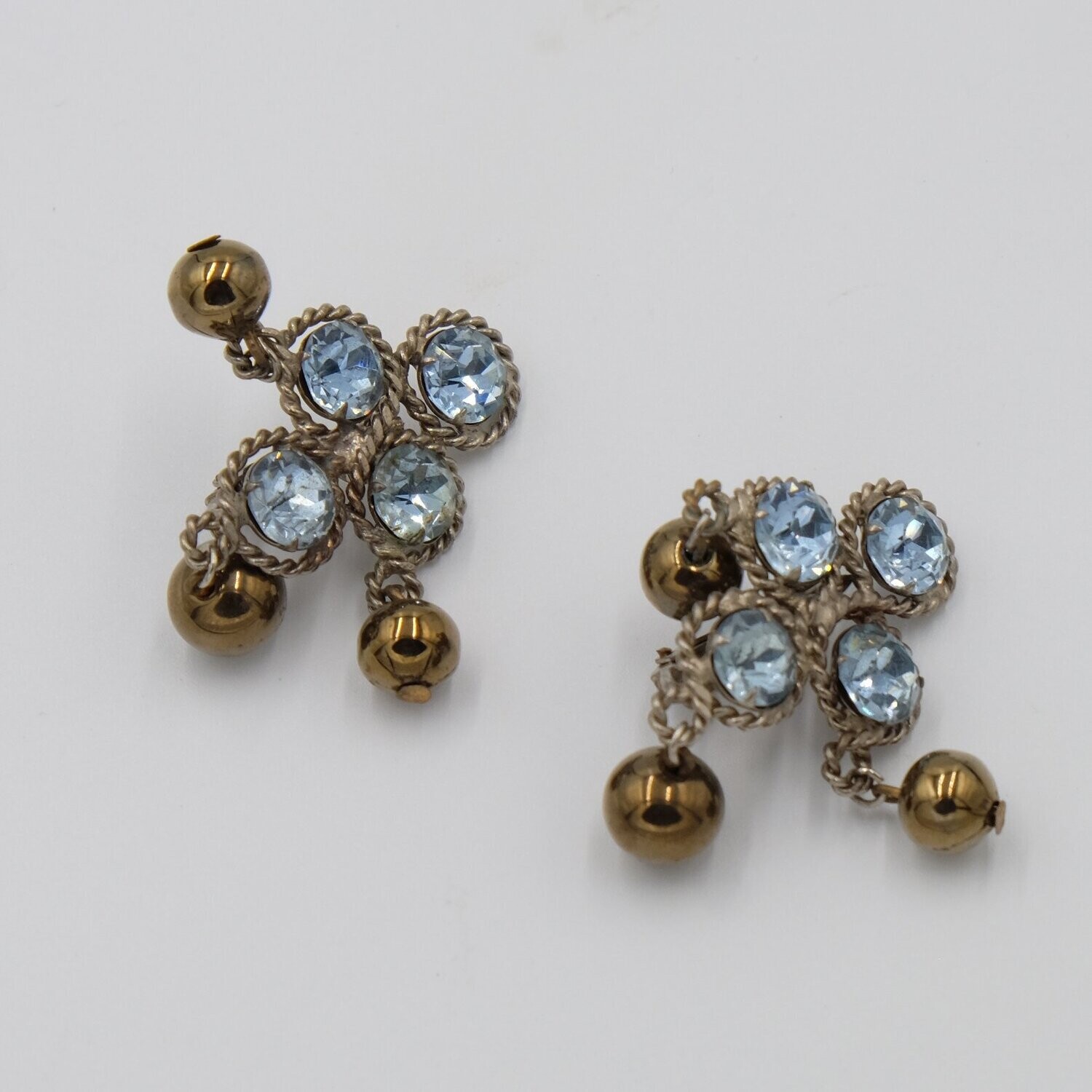 Made in France Blue Crystal Earrings 1950&#39;s