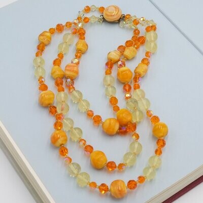 Made in France Orange Glass Necklace 1950's