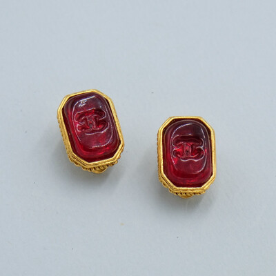 Vintage Chanel Red Gripoix Earrings 1990’s