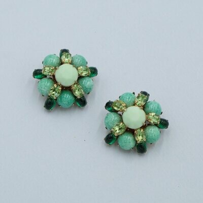 Schreiner Green Earrings 1960's