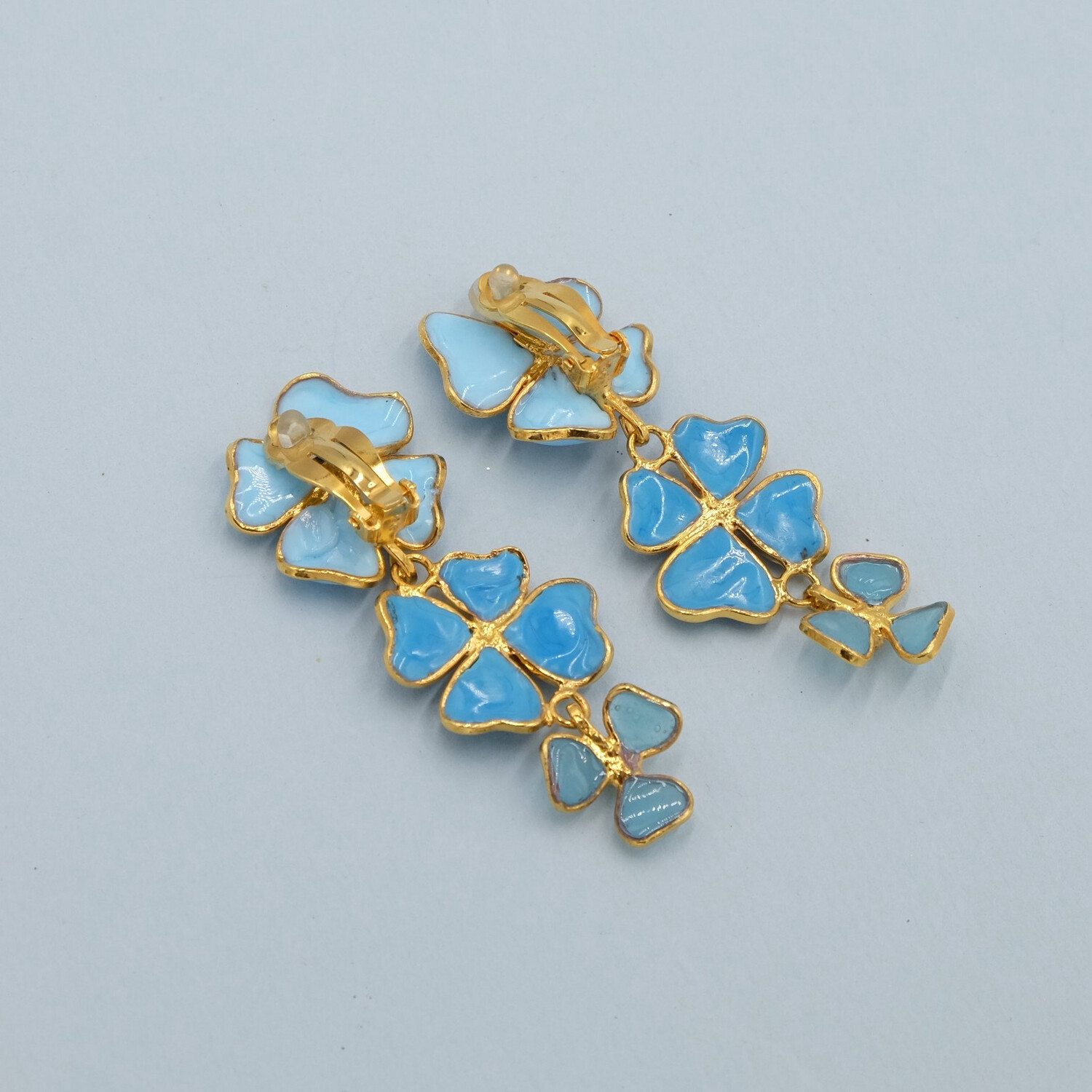 Gripoix Blue Flowers Earrings 2000’s