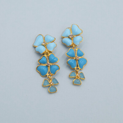Gripoix Blue Flowers Earrings 2000’s