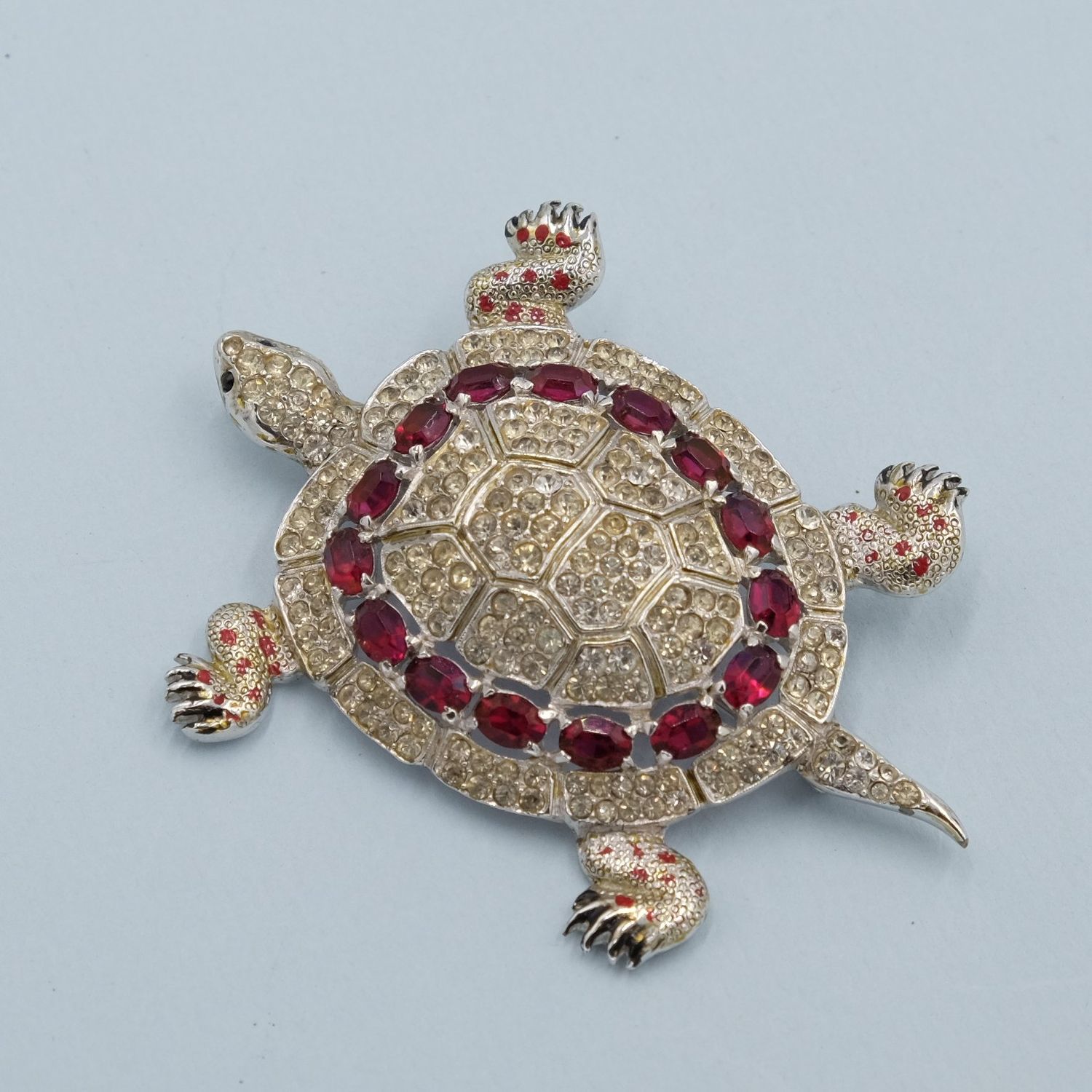 Vintage Collectible Coro Adolph Katz Turtle Rhinestone Brooch 1942